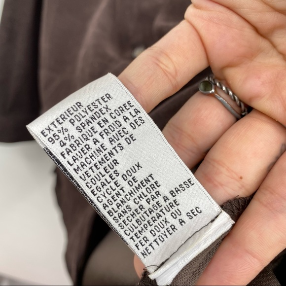 Talbots Brown Faux Suede Stretch Button Down Top 3X - Picture 3 of 7